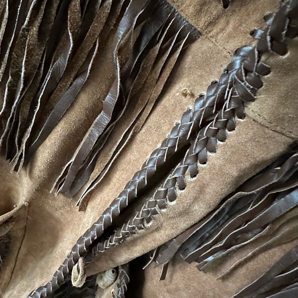 Vintage Western Fringe Suede Leather Jacket Tan Brown Men’s XL Heavy Quality - Picture 3 of 9